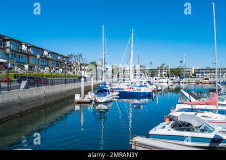 Boote an der Marina del Rey in Los Angeles, Kalifornien, USA. Stockfoto