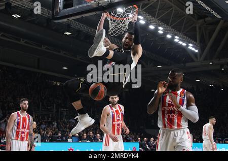 Bologna, Italien. 31. Januar 2023. Tornike Shengelia (Segafredo Virtus Bologna) während des Euroleague-Basketball-Meisterschaftsspiels Segafredo Virtus Bologna vs.. Crvena Zvezda Meridianbet â&#x80;&#x9c;Stella Rossaâ&#x80;&#x9d; Belgrad - Bologna, 31. Januar 2023 bei der Segafredo Live Photo Agency/Alamy Credit Arena: Independent Photo Live News Stockfoto