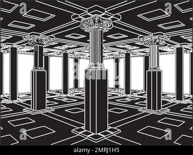 Interieur Mit Antikem Säulenvektor Stock Vektor