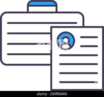 Flaches Piktogramm-Symbol für Vektorumrissdatei. Papier-Lebenslauf, Piktogramm für Lebenslauf und Mitarbeiterportfolio. Vorstellungsgespräch, professionelles Management und Stock Vektor