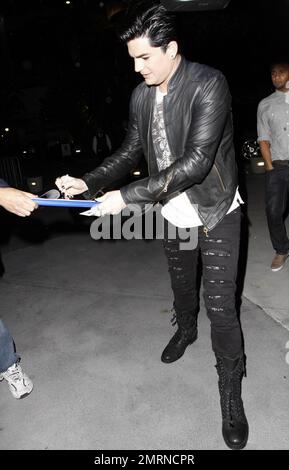 Adam Lambert und sein Freund Sauli Koskinen kommen beim Lady Gaga Konzert im Staples Center an. Lady Gaga führte das Konzert an ihrem 25. Geburtstag auf. Los Angeles, Kalifornien. 3/28/11. Stockfoto