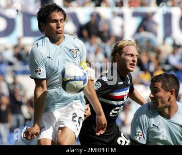 Lazio spielt Sampdoria während der Fußballmeisterschaft der Serie A im Olympiastadion. Lazio gewann das Spiel 2-0. Rom, Italien. 9/14/08. Stockfoto