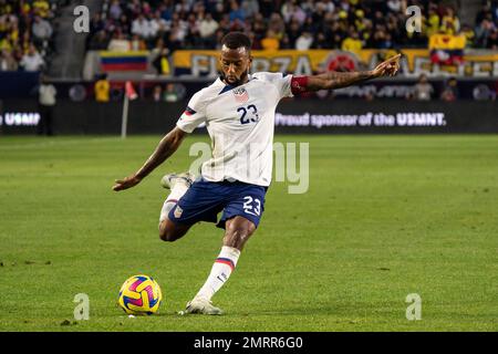 US-amerikanischer Mittelfeldspieler Kellyn Acosta (23) tritt bei einem internationalen Freundschaftsspiel gegen Kolumbien am Samstag, den Januar Stockfoto