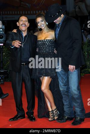 Danny Trejo, Jessica Alba, Robert Rodriguez besuchen die Machete-Premiere während des 67. Jährlichen Venedig Film Festivals in Venedig, Italien. 9/1/10. Stockfoto