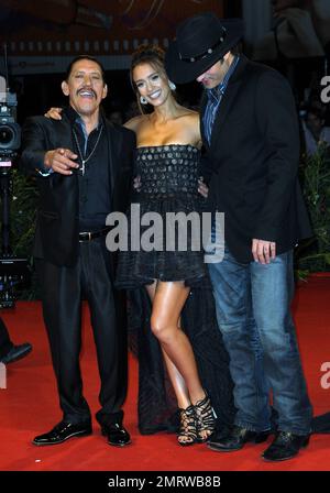Danny Trejo, Jessica Alba, Robert Rodriguez besuchen die Machete-Premiere während des 67. Jährlichen Venedig Film Festivals in Venedig, Italien. 9/1/10. Oder Link Back muss lauten Stockfoto