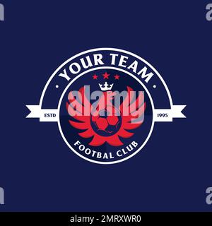 Fußball-Emblem-Logo mit Vektordesign im Hintergrund. Vektordarstellung Stock Vektor