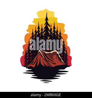 Vorlage für Camping- und Outdoor-Logo, bevor die Nacht kommt. Vektordarstellung Stock Vektor