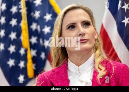 Vertreter der Vereinigten Staaten Laurel Lee (Republikaner von Florida) während einer Pressekonferenz im Capitol in Washington, D.C., USA, Dienstag, 31. Januar, 2023. Foto: Julia Nikhinson/CNP/ABACAPRESS.COM Stockfoto