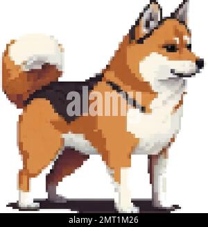 Hund shiba inu erzeugt eine Vektordarstellung der Pixelgrafiken Stock Vektor