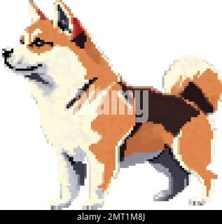 Hund shiba inu erzeugt eine Vektordarstellung der Pixelgrafiken Stock Vektor