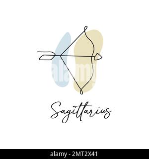 Astrologie Horoskop Symbol Zodiac Sagittarius Zeichen in Zeile Art Stil Bo Farbe Stock Vektor