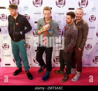 Coldplay bei den MTV Europe Music Awards 2011 in der Odyssey Arena in Belfast, Nordirland. 6. November 2011 . Stockfoto