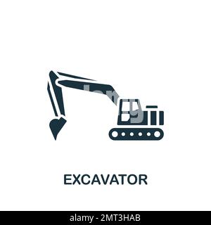 Symbol „Bagger“. Einfarbiges einfaches Schild aus der Bauinstrumentenkollektion. Hydraulikbagger-Symbol für Logo, Vorlagen, Webdesign und Infografiken. Stock Vektor