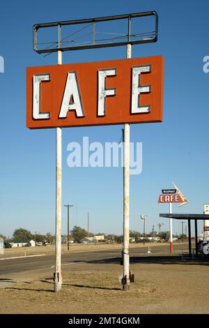 USA, Texas, Route 66, Vega, Midpoint Cafe Stockfoto