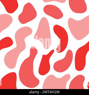 Rote Flecken nahtloses Muster auf weißem Hintergrund. Vektordarstellung in flacher Form. Stock Vektor