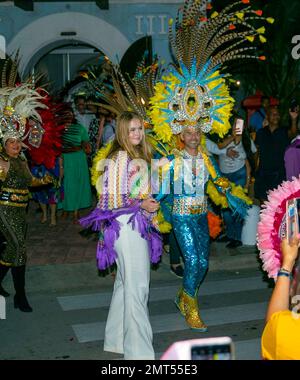 Oranjestad, Aruba. 31. Januar 2023. Prinzessin Amalia aus den Niederlanden am 31. Januar 2023 auf der Plaza Padu in Oranjestad, um am 3. Tag des Besuchs des Caribbean Credit: Albert Nieboer/Netherlands OUT/Point de Vue OUT/dpa/Alamy Live News am Bon Bini Aruba Festival teilzunehmen Stockfoto