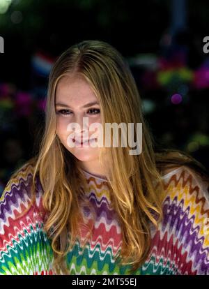 Oranjestad, Aruba. 31. Januar 2023. Prinzessin Amalia aus den Niederlanden am 31. Januar 2023 auf der Plaza Padu in Oranjestad, um am 3. Tag des Besuchs des Caribbean Credit: Albert Nieboer/Netherlands OUT/Point de Vue OUT/dpa/Alamy Live News am Bon Bini Aruba Festival teilzunehmen Stockfoto