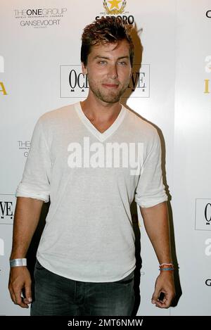 Lance Bass kommt für das „Ocean Drive“ Magazine im Juli/August auf dem Dach des Gansevoort Miami Beach in Miami Beach, FL. 7/15/10. Stockfoto