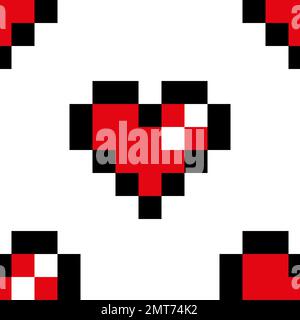 Pixel Heart nahtloser Musterhintergrund Stock Vektor
