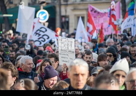 Paris, Frankreich, 31. Januar 2023. Französische Demonstranten gegen Rentenreform - Jacques Julien/Alamy Live News Stockfoto