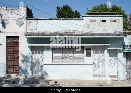 Das Haus, auf dem Roberto Rodriguez Fernandez, El Vaquerito, während der Schlacht von Santa Clara getötet wurde, Carmen Park, Santa Clara, Kuba Stockfoto