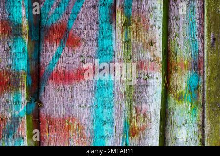 Grungy bunte alte Holzwand, abstrakter Hintergrund Foto Textur Stockfoto