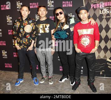 Far East Movement in Perez Hilton's „One Night in L.A.“ Nutzen Sie das „Save the Music“-Angebot von VH1 im Belasco Theatre in Los Angeles, Kalifornien. 6. September 2012 Stockfoto