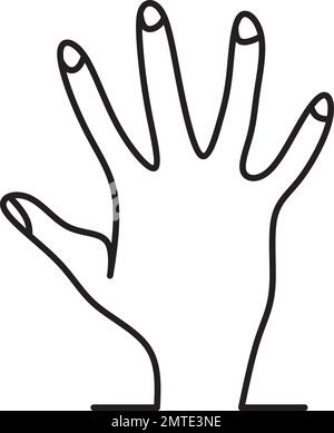 Hand mit fünf Fingern und Handfläche, Abbildung, Handsymbol für Umriss. Zeichnen Sie eine Handflächenlinie Stock Vektor