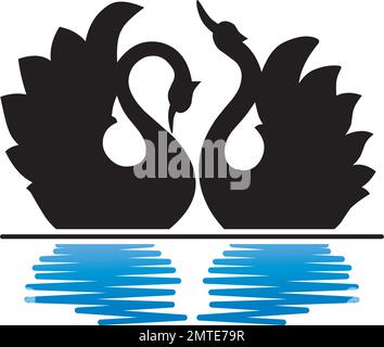Logo-Design mit Vektor-Schwan-Silhouette zur Illustration Stock Vektor
