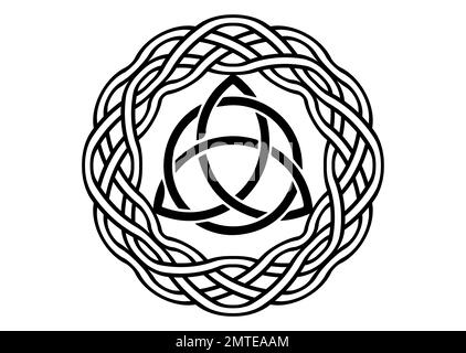 Triquetra, Trinity Knot, Wiccan-Symbol zum Schutz. Vector Black Celtic trinity Knoten isoliert auf weißem Hintergrund. Kreisförmiges Wiccan-Logo Stock Vektor