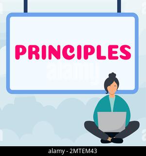Schreiben und Anzeigen von Textsprinzipien. Internetkonzept grundlegende Wahrheit, die als Grundlage für ein Glaubenssystem dient Stockfoto