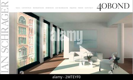 Der lateinamerikanische Popstar Ricky Martin hat angeblich eine $7 Millionen Dollar teure Wohnung in New York City gekauft. Die neu gebaute, nie bewohnte Ferienwohnung im neuen Ian Schraeger Projekt 40 Bond bietet 5-Sterne-Hotelservices und Annehmlichkeiten und wurde von der preisgekrönten Architekturfirma Herzog & de Meuron entworfen. Das 3-Bett- und 3 1/2-Badezimmer-Appartement befindet sich in SoHo und ist 2.637 Quadratmeter groß. Mit 11 m hohen Decken, einer Damentoilette, einer Galerie, einem Familienzimmer und einem privaten Arbeitszimmer. 5/8/07. Alle Stockfoto