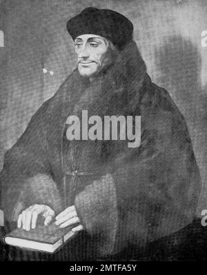 Desiderius Erasmus Roterodamus, bekannt als Erasmus und Erasmus von Rotterdam, war ein niederländischer Renaissance Humanist, katholischer Priester, Gesellschaftskritiker, Lehrer und Theologe. Stockfoto