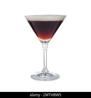 Frischer alkoholischer Espresso Martini-Cocktail isoliert auf Weiß Stockfoto