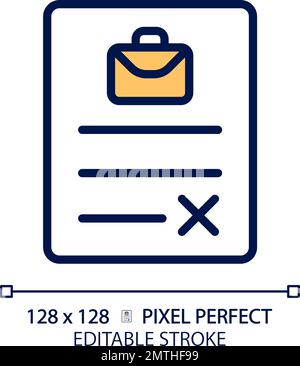 Beschäftigungsvertrag Pixel Perfect RGB-Farbsymbol Stock Vektor