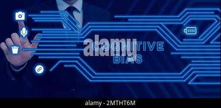 Schild mit kognitiver Bias. Konzept bedeutet psychologische Behandlung für psychische Störungen Stockfoto