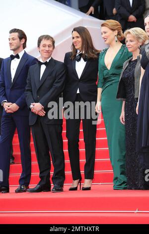 Gaspard Ulliel, Bertrand Bonello, französische Kulturministerin Aurelie Filippetti und Lea Seydoux bei der Galapremiere „Saint-Laurent“, die im Palais des Festivals während des 67. Jährlichen Filmfestivals in Cannes, Frankreich, stattfand. 17. Mai 2014 Stockfoto