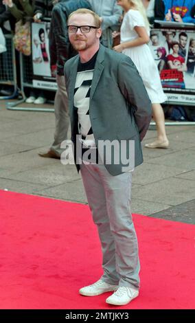 Simon Pegg tritt auf der europäischen Premiere von „Scott Pilgrim vs the World“ auf dem Empire Cinema Leicester Square auf. London, Großbritannien. 08/18/10. Stockfoto