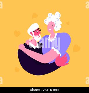 Ältere Ehepaare umarmen sich, ältere Menschen aktiver Lebensstil, alter Mann und Frau in Liebe, freundliche Beziehungen verbringen Zeit zusammen, Extreme Leisure.St Stockfoto