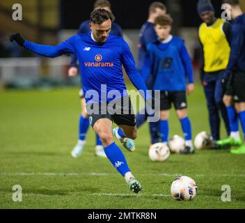 Chester, Cheshire, England. 31. Januar 2023 Chester's Kurt Willoughby, Aufwärmen während des Chester Football Club V Alfreton Town Football Club im Deva Stadium, in der National League North (Bild: ©Cody Froggatt) Stockfoto