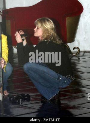 Die besten Freunde Sharon Stone und Melanie Griffith essen zusammen im Ivy zu Mittag, bevor sie ihren Laden nebenan in der High-End-Boutique Les Habitudes kaufen. Sharon und Melanie schienen eine tolle Zeit zu haben, Kleider und Sonnenbrillen anzuprobieren. Sie verließen die Boutique zu einer riesigen Gruppe von Fotografen und Fans. Los Angeles, Kalifornien, 5/8/08. Stockfoto
