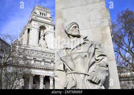 London, England, Großbritannien. Mercantile Marine Memorial, Trinity Square Gardens, Tower Hill EC3. Zum Gedenken an die Seeleute, die in der Ersten Welt starben Stockfoto