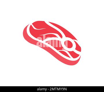 Filet Steak Beef Meat Logo. Rohes Roastbeef. Grillen, Grillen, Fleisch, Barbecue und bbq, Metzgerei, Restaurant-Vektordesign. Stock Vektor