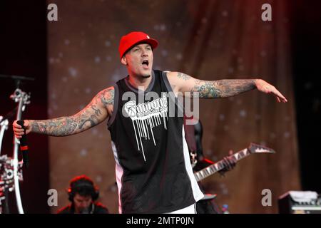 Limp Bizkit tritt beim Sonisphere Music Festival live auf. Knebworth, Großbritannien. 7/10/11. Stockfoto