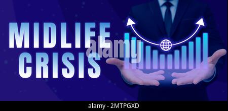 Textüberschrift zur Midlife Crisis. Business Showcase Softwareentwicklungstechnik Zerlegen einer Anwendung Stockfoto