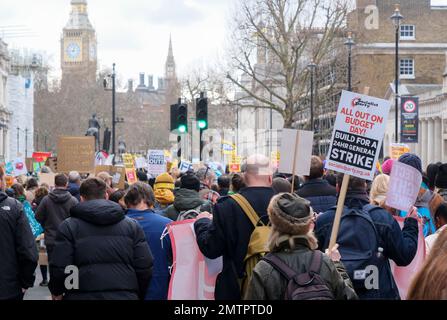 London, Großbritannien. 1. Februar 2023 TUC-marsch und Rallye im Zentrum von London. Kredit: Matthew Chattle/Alamy Live News Stockfoto