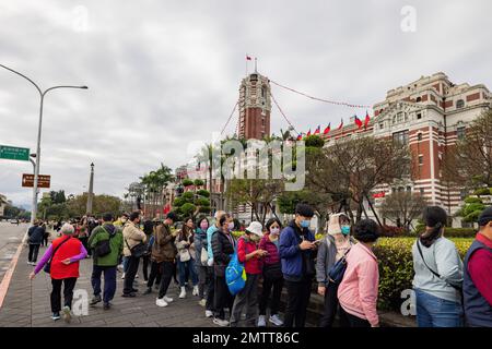 Taipei, JANUAR 1 2023 - bedeckter Blick auf das Präsidentenbüro nach der Neujahrsveranstaltung Stockfoto