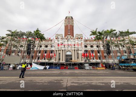 Taipei, JANUAR 1 2023 - bedeckter Blick auf das Präsidentenbüro nach der Neujahrsveranstaltung Stockfoto