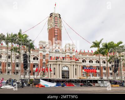 Taipei, JANUAR 1 2023 - bedeckter Blick auf das Präsidentenbüro nach der Neujahrsveranstaltung Stockfoto