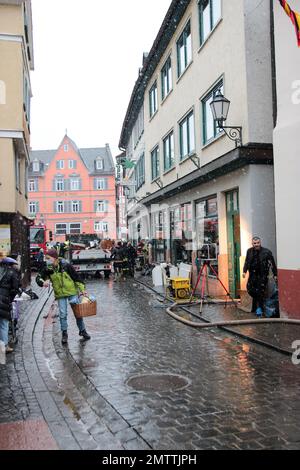 Hochwasser in deutschland hessen Stockfoto